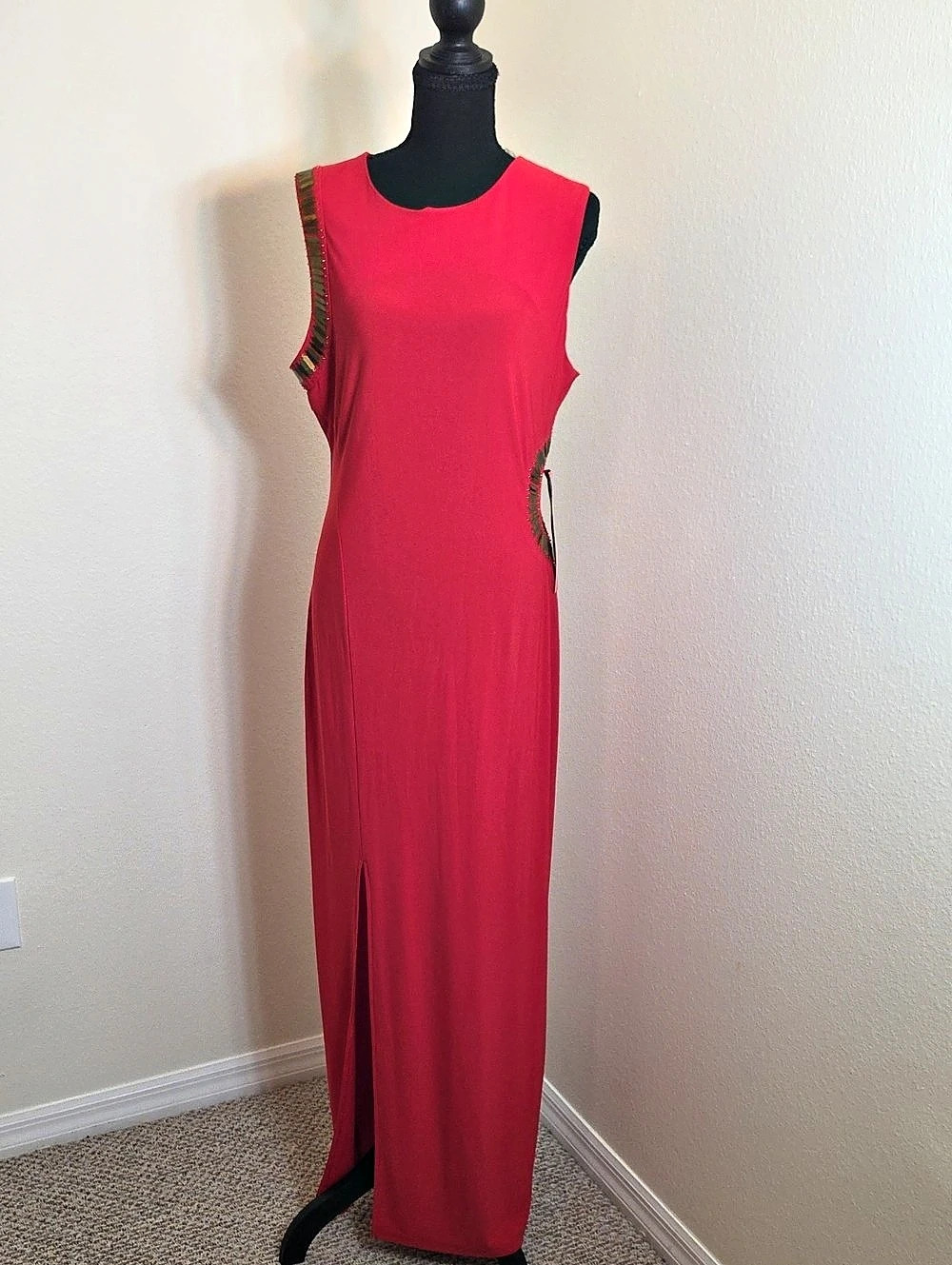 Spense Red Embellished Maxi Dress Size 12 NWT